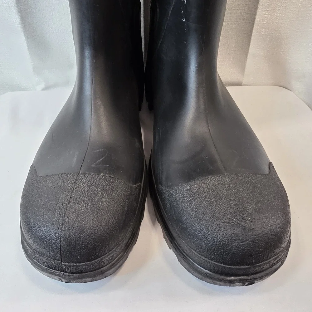 Tingley Waterproof Rain Boots Mens US 12 Black Rubber Mid Calf Pull On Round Toe